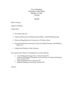 City of Hamilton Committee of the Whole October 14, 2014 7:00 pm Agenda Public Comment