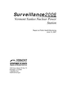 Vermont Yankee Nuclear Power Station Report on Public Health Monitoring[removed]Part 1