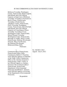 IN THE COMMONWEALTH COURT OF PENNSYLVANIA Robinson Township, Washington : County, Pennsylvania, Brian Coppola, : Individually and in his Official :