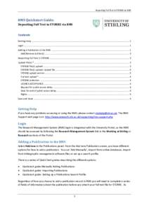 Depositing Full Text in STORRE via RMS  RMS Quickstart Guide: Depositing Full Text in STORRE via RMS Contents Getting Help .................................................................................................