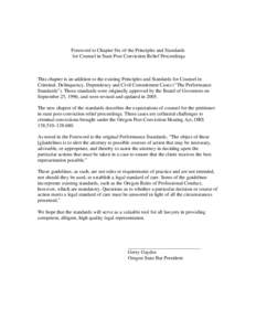 Foreward to the Chapter Four of the Principles and Standards for Counsel for Petitioners in State Post Conviction Relief Proce