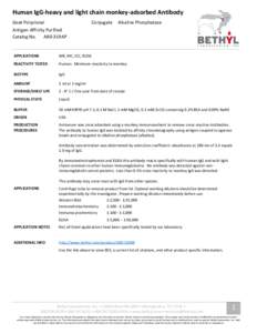 Human IgG-heavy and light chain monkey-adsorbed Antibody Goat Polyclonal Conjugate  Alkaline Phosphatase