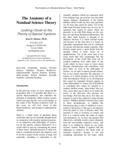 The Anatomy of a Nondual Science Theory -- Kent Palmer  scientific tradition which has separated itself from religion long ago and has won the battle against religions domination of the human intellect which would say th