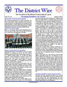 The District Wire The Newsletter of the District Grand Lodge of Cyprus Issue No. 10