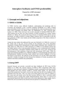 Atmosphere feedbacks and ENSO predictability Proposal for a CHFP sub-project Eric Guilyardi - Dec[removed]Concept and objectives 1.1 ENSO in CGCMs