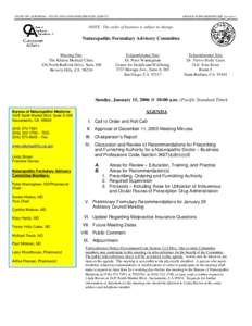 Naturopathic Formulary Advisory Committee Meeting Agenda[removed]California Bureau of Naturopathic Medicine