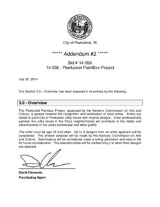 City of Pawtucket, RI  ***** Addendum #2 ***** Bid # [removed]Pawtucket PaintBox Project July 25, 2014