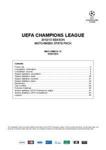 UEFA CHAMPIONS LEAGUE[removed]SEASON MATCHWEEK STATS PACK