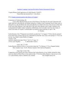 Southern Campaign American Revolution Pension Statements & Rosters Virginia Bounty-Land Application of Larkin Beasley VAS1073 Transcribed and annotated by C. Leon Harris [From bounty-warrant records in the Library of Vir