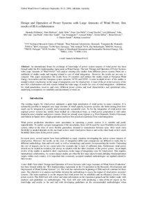 Global Wind Power Conference September 18-21, 2006, Adelaide, Australia  Design and Operation of Power Systems with Large Amounts of Wind Power, first