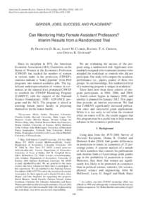 Can Mentoring Help Female Assistant Professors? Interim Results from a Randomized Trial