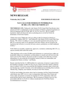 Microsoft Word - NAN news release Bill 191 july[removed]FINAL FORMATTED