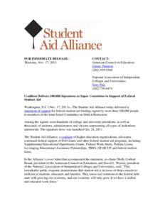 Student financial aid / United States Department of Education / Student financial aid in the United States / National Association of Independent Colleges and Universities / Federal Student Aid / Pell Grant / Arc @ UNSW Limited / Higher education in the United States / College tuition in the United States / Student loans in the United States