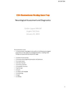 Neurological Assessment and Diagnostics Corbin Lippert MN NP Urgent TIA Clinic