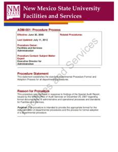 NMSU Facilities and Services Procedure Manual