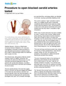 Procedure to open blocked carotid arteries tested