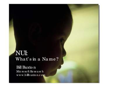 NUI:  What’s in a Name? Bill Buxton  Microsoft Research