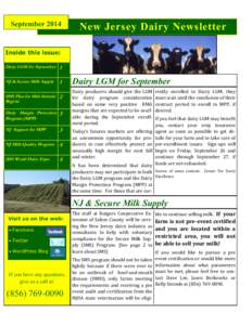 September[removed]New Jersey Dairy Newsletter Inside this issue: Dairy LGM for September