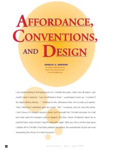 AFFORDANCE, CONVENTIONS, DESIGN AND  DONALD A. NORMAN
