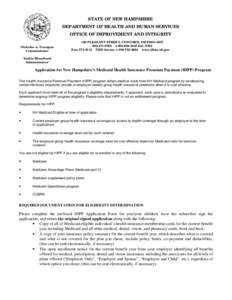 STATE OF NEW HAMPSHIRE DEPARTMENT OF HEALTH AND HUMAN SERVICES OFFICE OF IMPROVEMENT AND INTEGRITY Nicholas A. Toumpas Commissioner