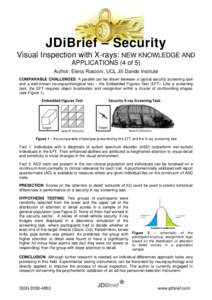 JDiBrief – Security Visual Inspection with X-rays: NEW KNOWLEDGE AND APPLICATIONS (4 of 5) Author: Elena Rusconi, UCL Jill Dando Institute COMPARABLE CHALLENGES: A parallel can be drawn between a typical security scree