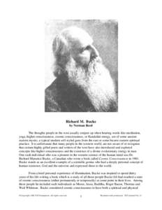 Richard M. Bucke by Norman Reed The thoughts people in the west usually conjure up when hearing words like meditation,