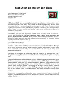 Fact Sheet on Tritium Exit Signs