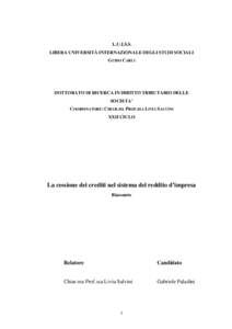 L.U.I.S.S. LIBERA UNIVERSITÀ INTERNAZIONALE DEGLI STUDI SOCIALI GUIDO CARLI DOTTORATO DI RICERCA IN DIRITTO TRIBUTARIO DELLE SOCIETA’