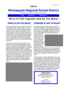 October[removed]SAU 59 Winnisquam Regional School District Communities United for Excellence in Education