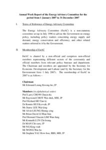 Annual Work Report of the Energy Advisory Committee for the period from 1 January 2007 to 31 December 2007