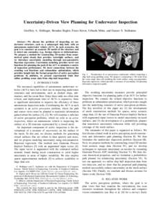 Uncertainty-Driven View Planning for Underwater Inspection Geoffrey A. Hollinger, Brendan Englot, Franz Hover, Urbashi Mitra, and Gaurav S. Sukhatme Abstract— We discuss the problem of inspecting an underwater structur