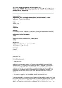 NGO Group for the Convention on the Rights of the Child  Database of NGO Reports presented to the UN Committee on the Rights of the Child.  Document Title: