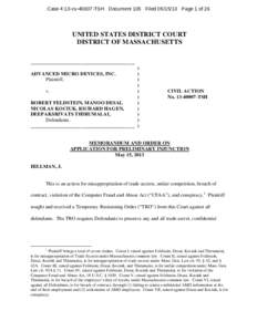 Case 4:13-cvTSH Document 105 FiledPage 1 of 26  UNITED STATES DISTRICT COURT DISTRICT OF MASSACHUSETTS _________________________________________ )