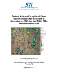 State of Arizona Exceptional Event Documentation for the Event of November 4, 2011, for the Rillito PM10 Nonattainment Area  Final Report Prepared for