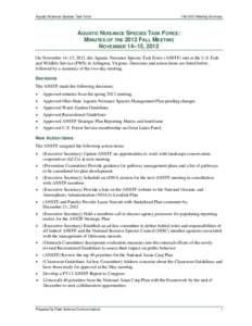 Aquatic Nuisance Species Task Force: Minutes of the 2009 Spring Meeting