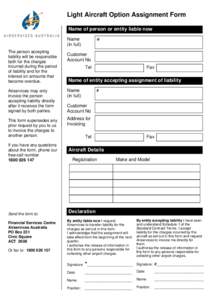 Light Aircraft Option Assignment Form - August 2003