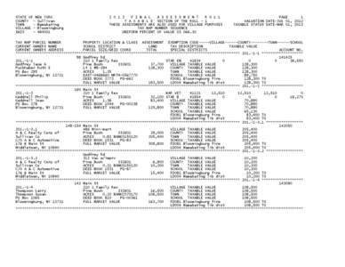 STATE OF NEW YORK COUNTY - Sullivan TOWN - Mamakating VILLAGE - Bloomingburg SWIS