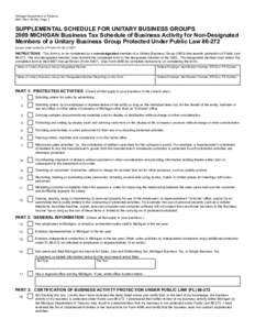 4581, SUPPLEMENTAL SCHEDULE FOR UNITARY BUSINESS GROUPS2008 MICHIGAN Business Tax Schedule of Business Activity for Non-Designated Members of a Unitary Business Group Protected Under Public Law[removed]