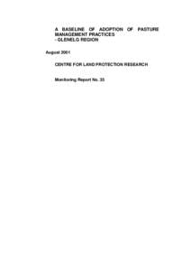 A BASELINE OF ADOPTION OF PASTURE MANAGEMENT PRACTICES - GLENELG REGION August 2001 CENTRE FOR LAND PROTECTION RESEARCH