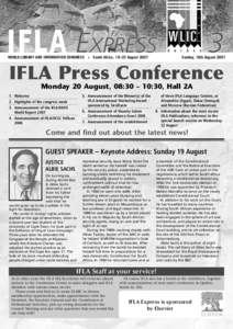 EXPRESS  WORLD LIBRARY AND INFORMATION CONGRESS  South Africa, 19–23 August