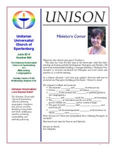 UNISON Unitarian Universalist Church of Spartanburg June 2014