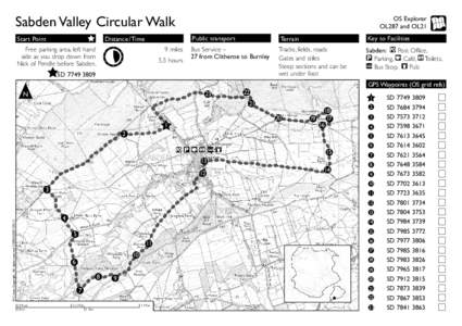 Sabden Valley Circular Walk Start Point Distance/ Time  Free parking area, left hand