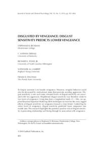 Journal of Social and Clinical Psychology, Vol. 33, No. 9, 2014, ppDISGUSTED BY VENGEANCE RICHMAN ET AL.