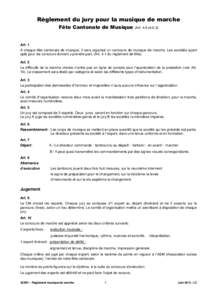 Règlement du jury pour la musique de marche Fête Cantonale de Musique (Art. 4.6 et[removed]Art. 1