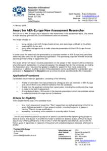 Association for Educational Assessment – Europe National Foundation for Educational Research The Mere, Upton Park, Slough, SL1 2DQ Berks,