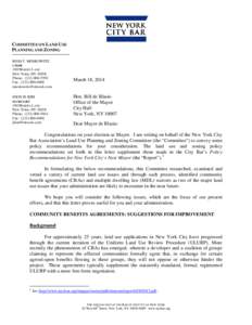 Economic development / Projects / Real property law / Technology / Zoning / New York City Department of Buildings / Birmingham Small Arms Company / Land-use planning / New York City Bar Association / Community / Community Benefits Agreement / Contract law