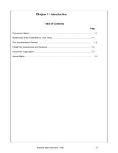 Chapter 1 - Introduction Table of Contents Page Purpose and Need……………………………………………………………………………………...  1-1