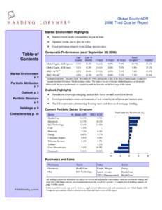 Global Equity ADR 2006 Third Quarter Report ® Market Environment Highlights
