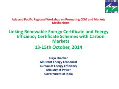 Asia and Pacific Regional Workshop on Promoting CDM and Markets Mechanisms Linking Renewable Energy Certificate and Energy Efficiency Certificate Schemes with Carbon Markets