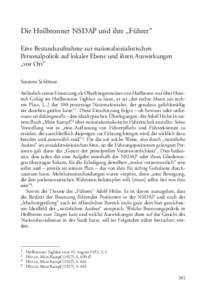 Die Heilbronner NSDAP und ihre „Führer“ Eine Bestandsaufnahme zur nationalsozialistischen Personalpolitik auf lokaler Ebene und ihren Auswirkungen